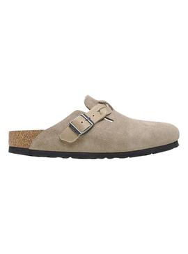 Sabots Birkenstock Boston tressés en taupe pour femme