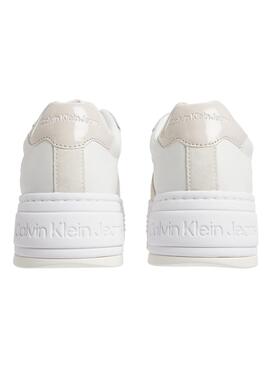 Chaussures Calvin Klein en cuir avec plateforme blanc.
