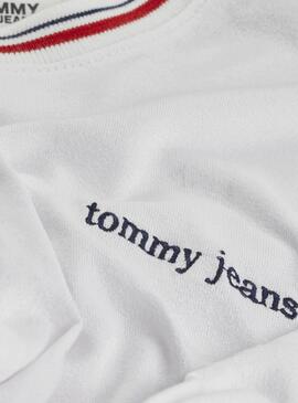 T-Shirt Tommy Jeans Tie Contrast Blanc Femme