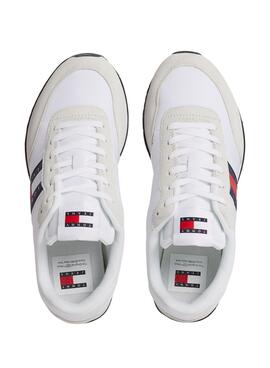 Chaussures de course décontractées blanches pour homme Tommy Jeans.