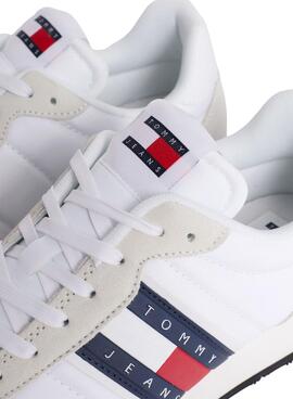 Chaussures de course décontractées blanches pour homme Tommy Jeans.