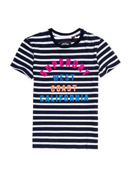 T-Shirt Superdry West Coast Stripe Blue Femme