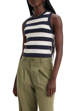 Top Levis Ocean Tank Stripe Marine pour Femme