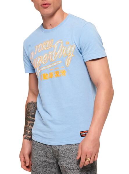 T Shirt Superdry Ticket Pastel Bleu Homme