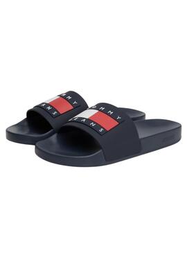 Sandales Tommy Jeans Pool Slide Bleu marine pour homme