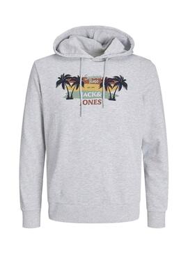 Sudadera Jack and Jones Summer Vibe Gris Pour Homme