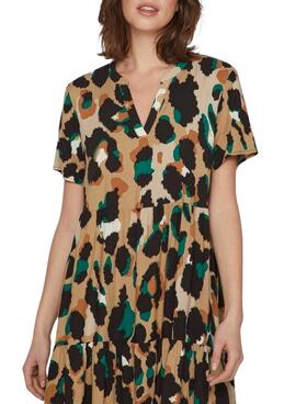 Robe Vila Vipaya V-Neck Beige pour Femme