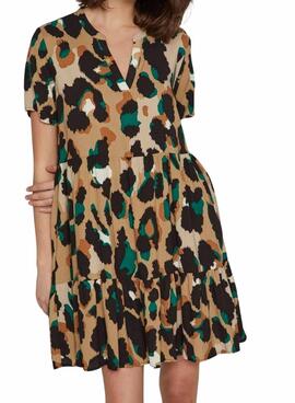 Robe Vila Vipaya V-Neck Beige pour Femme