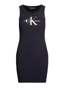 Robe Calvin Klein Archival Monologue Rib Noir Pour Femme