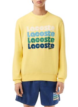 Sweatshirt Lacoste Logo Rétro Jaune Pour Homme