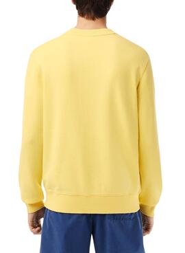 Sweatshirt Lacoste Logo Rétro Jaune Pour Homme