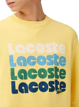 Sweatshirt Lacoste Logo Rétro Jaune Pour Homme