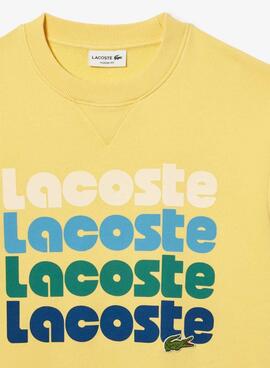 Sweatshirt Lacoste Logo Rétro Jaune Pour Homme