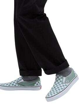 Chaussures Vans Slip-On Checkerboard Bleu pour Femme