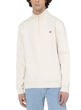 Sweatshirt Dickies Oakport Quarter Zip Beige pour Homme