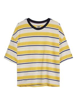 T-Shirt Tommy Jeans Multistripe Jaune Femme