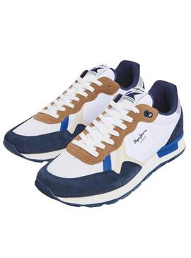 Baskets Pepe Jeans Brit Mix Marino pour Homme