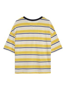 T-Shirt Tommy Jeans Multistripe Jaune Femme