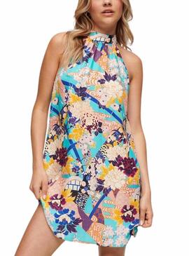 Robe Superdry Aqua Multicolore Pour Femme