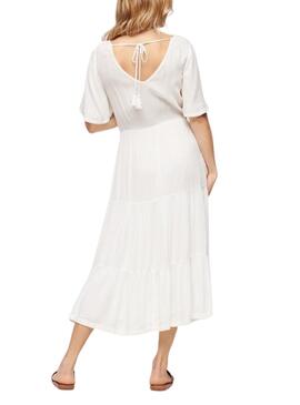 Robe Superdry brodée blanche pour femme