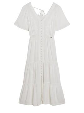 Robe Superdry brodée blanche pour femme