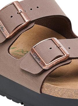 Sandales Birkenstock Arizona Plateforme Taupe pour Femme