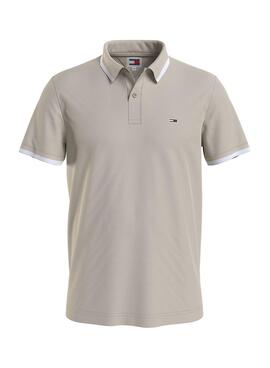 Polo Tommy Jeans Solid Tipped Regular Beige Pour Homme
