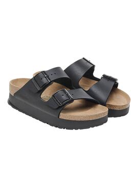 Sandales Birkenstock Arizona Plateforme Noir Pour Femme