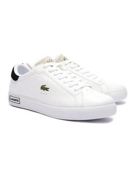 Chaussures Lacoste Powercourt en cuir blanc pour homme.