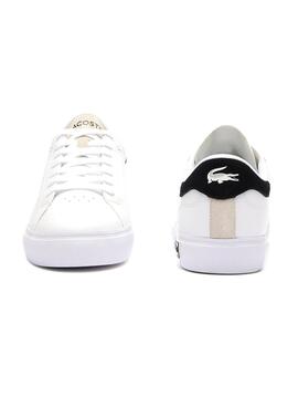 Chaussures Lacoste Powercourt en cuir blanc pour homme.