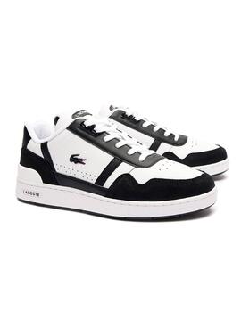 Sneakers Lacoste T-Clip Cuir Blanc Noir Homme