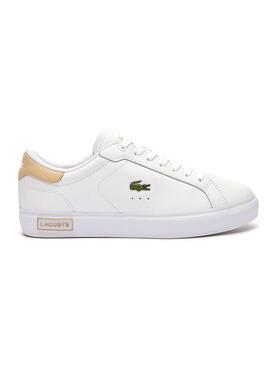 Sneakers Lacoste Powercourt Blanco Beige Mujer se traduce al francés como Baskets Lacoste Powercourt Blanc Beige Femme.