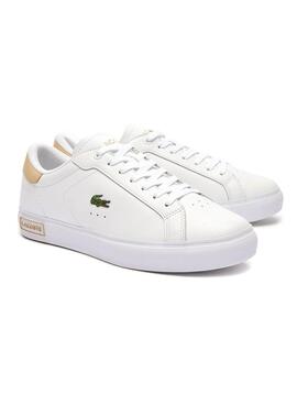 Sneakers Lacoste Powercourt Blanco Beige Mujer se traduce al francés como Baskets Lacoste Powercourt Blanc Beige Femme.