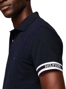 Polo Tommy Hilfiger Monotype Cuff Marine Pour Homme
