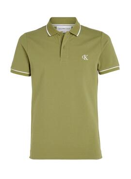 Camisa polo Calvin Klein Tipping verte pour homme