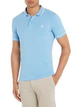 Polo Calvin Klein Jeans Tipping Slim Bleu Pour Homme