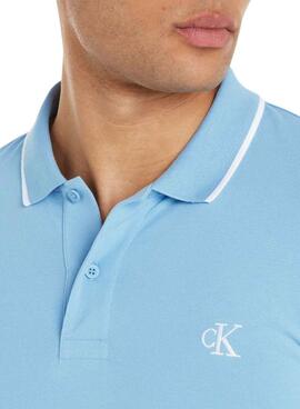 Polo Calvin Klein Jeans Tipping Slim Bleu Pour Homme