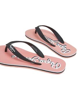 Tongs Pepe Jeans Bay Beach Brand Rose pour Femme