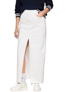 Jupe en jean Tommy Jeans Claire blanche longue pour femme