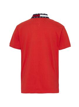 Polo Tommy Jeans Flag Neck Rouge Homme