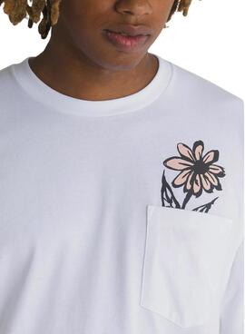 Camiseta Vans Brush Petal Blanco Pour Homme