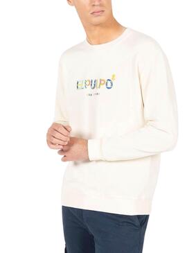 Pull Over El Pulpo Formes Blanc Cassé Pour Homme