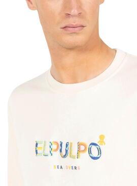 Pull Over El Pulpo Formes Blanc Cassé Pour Homme