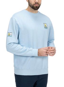 Sweatshirt El Pulpo Patch Imprimé Bleu Homme