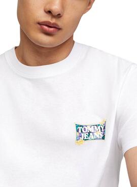 T-shirt Tommy Jeans Fllower Regular Blanc Pour Homme
