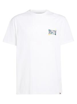 T-shirt Tommy Jeans Fllower Regular Blanc Pour Homme