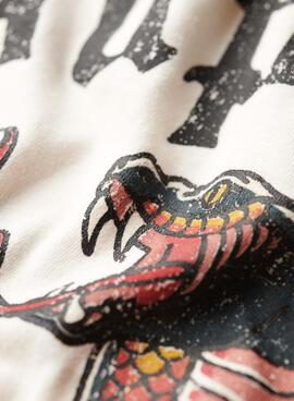 T-shirt Superdry Tatto Graphic Loose Blanc Pour Homme