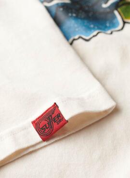 T-shirt Superdry Tatto Graphic Loose Blanc Pour Homme