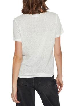 T-shirt Vila Viamer V-Neck Blanc pour femme.