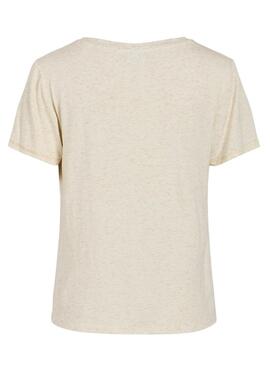 Maillot Vila Vinoella col en V beige pour femme
